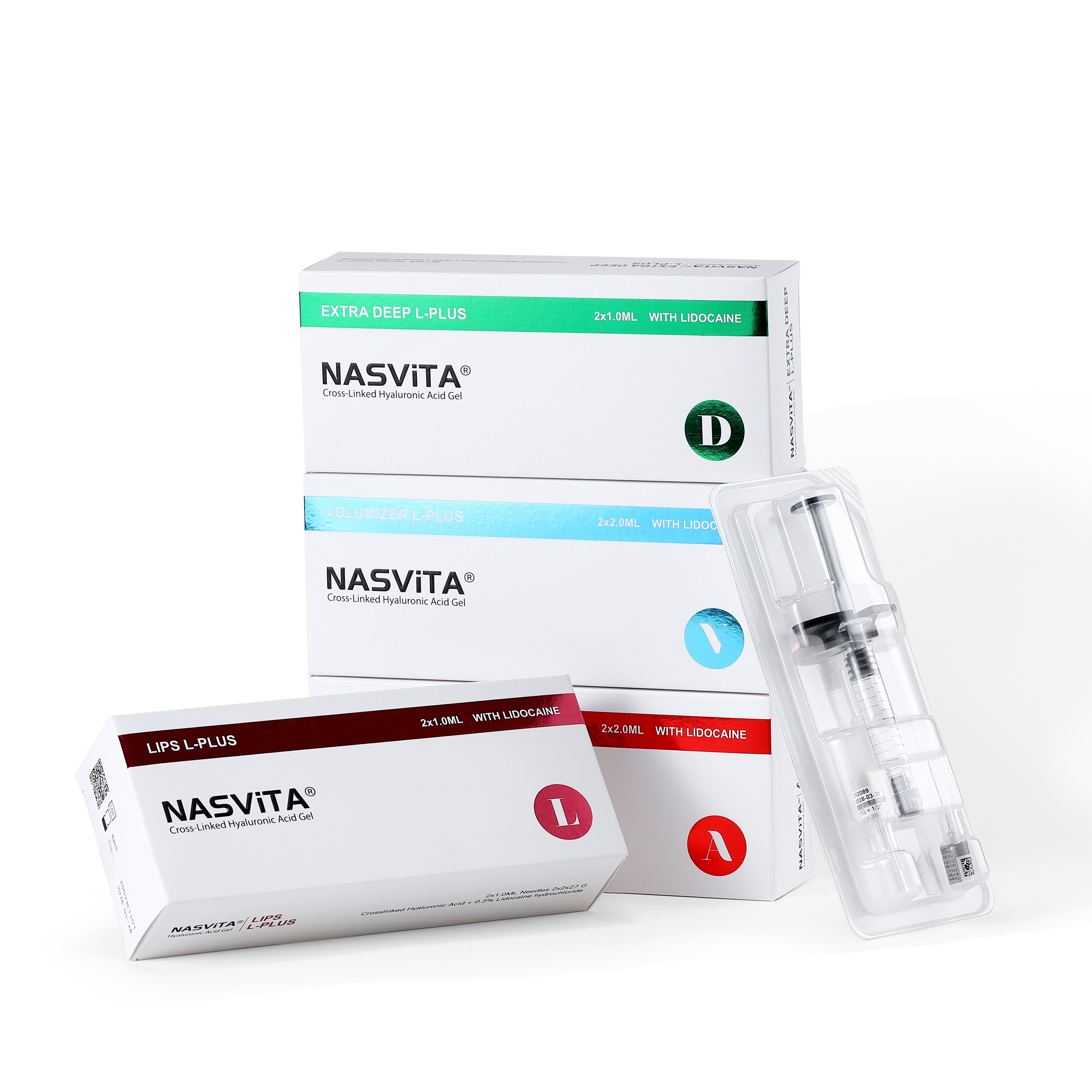NASViTA LIPS L-PLUS Hyaluronic Acid Filler with Lido for Lip Augmentation 1 ml * 2 Syringes