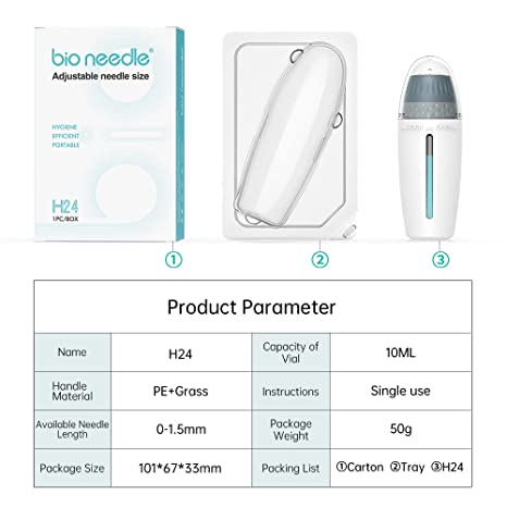 Adjustable Derma Stamp Bio Needle H24 with 10 ml Serum Applicator