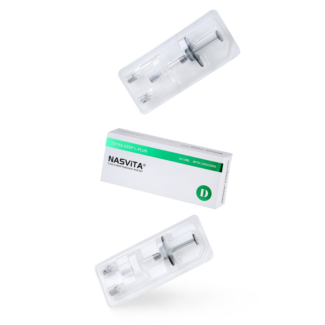 NASViTA EXTRA DEEP L-PLUS Hyaluronic Acid Filler with Lido for Deep Wrinkles 1 ml * 2 Syringes